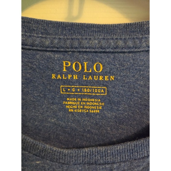 Polo Ralph Lauren Short Sleeve T-Shirt Heathered Navy Blue, Large - Picture 2 of 3